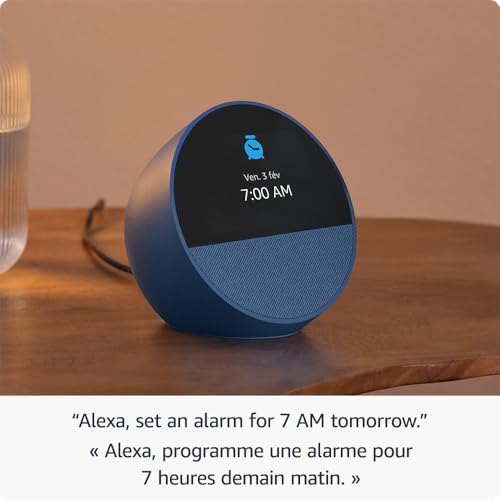 All-new Amazon Echo Spot (2024 release), Smart alarm clock with vibrant sound + Alexa, Black