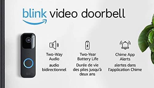 Sonnette vidéo Blink | Audio bidirectionnel, vidéo HD, alertes d'application de mouvement et de carillon et compatible Alexa — avec ou sans fil (noir)