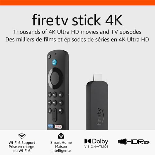 Amazon Fire TV Stick 4K streaming device, more than 700,000 movies and TV episodes, supports Wi-Fi 6, watch free & live TV