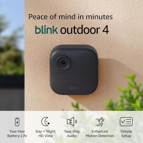 Blink Outdoor 4 – Wireless smart security camera, two-year battery, 1080p HD day and infrared night live view, two-way talk – 3 camera system