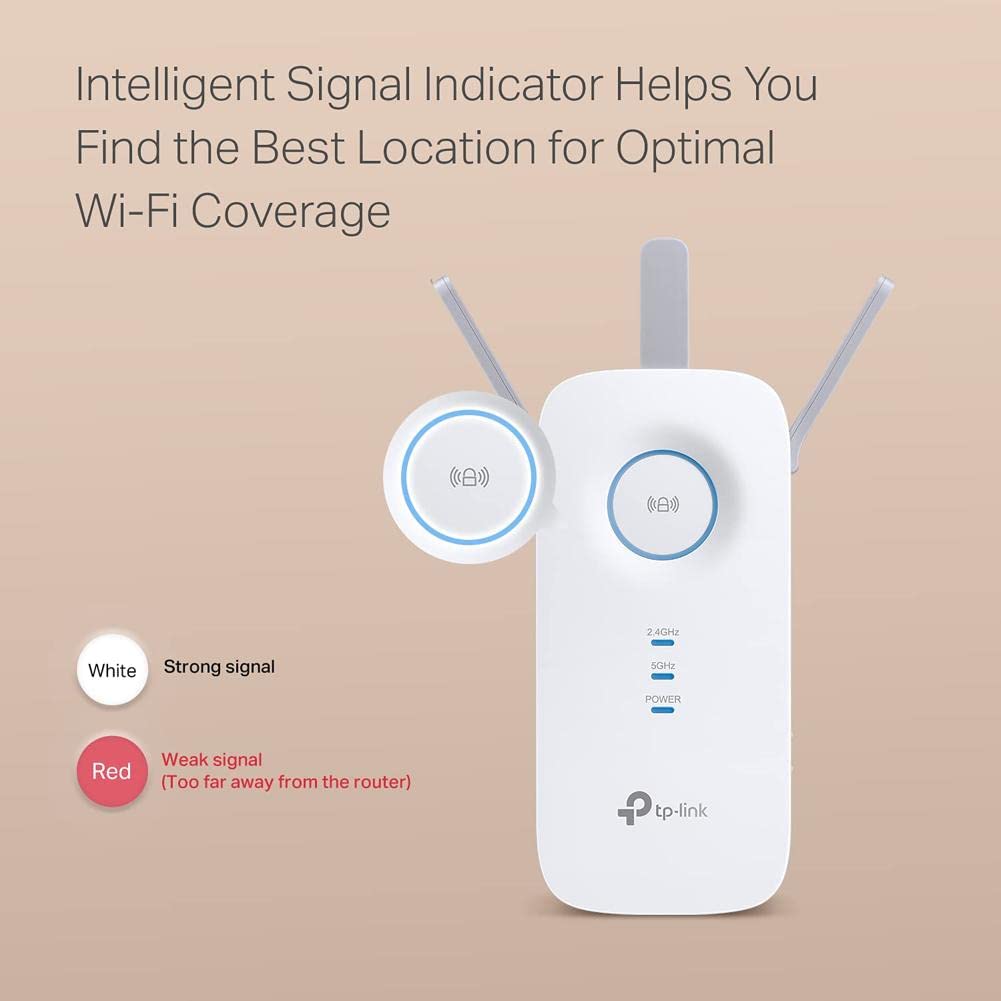 TP-Link AC1900 WiFi Extender (RE550), Covers Up to 2800 Sq.ft and 35 Devices, 1900Mbps Dual Band Wireless Repeater, Internet Booster, Gigabit Ethernet Port