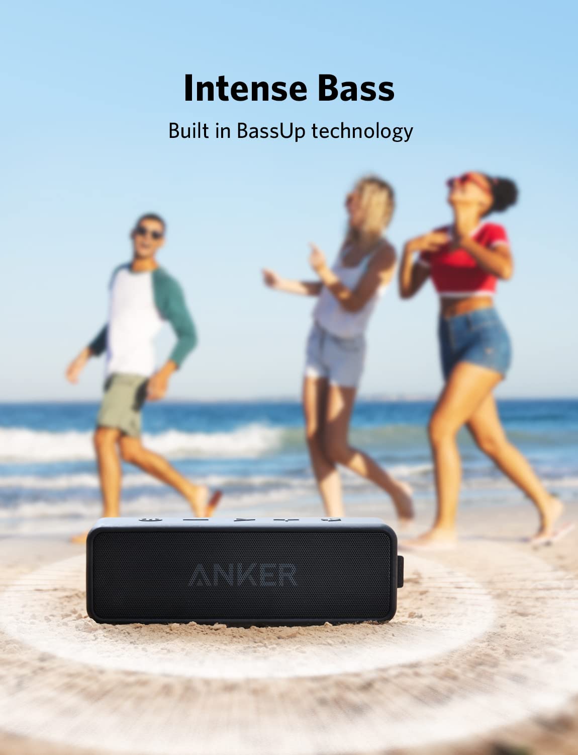 Enceinte Bluetooth portable Anker Soundcore 2 avec son stéréo 12 W, Bluetooth 5, Bassup, étanchéité IPX7, autonomie de 24 heures, couplage stéréo sans fil, enceinte pour la maison, l'extérieur, les voyages