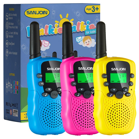 SANJOIN Walkie Talkies for Kids Adults Toys for Boys Girls, 3 Miles Walkie Talkies to Camping, Outdoor Toys 2 Way Radios Birthday Gifts for 3 4 5 7 Year Old Boy Girl Gifts for Boys Girls Toys(3 Pack)