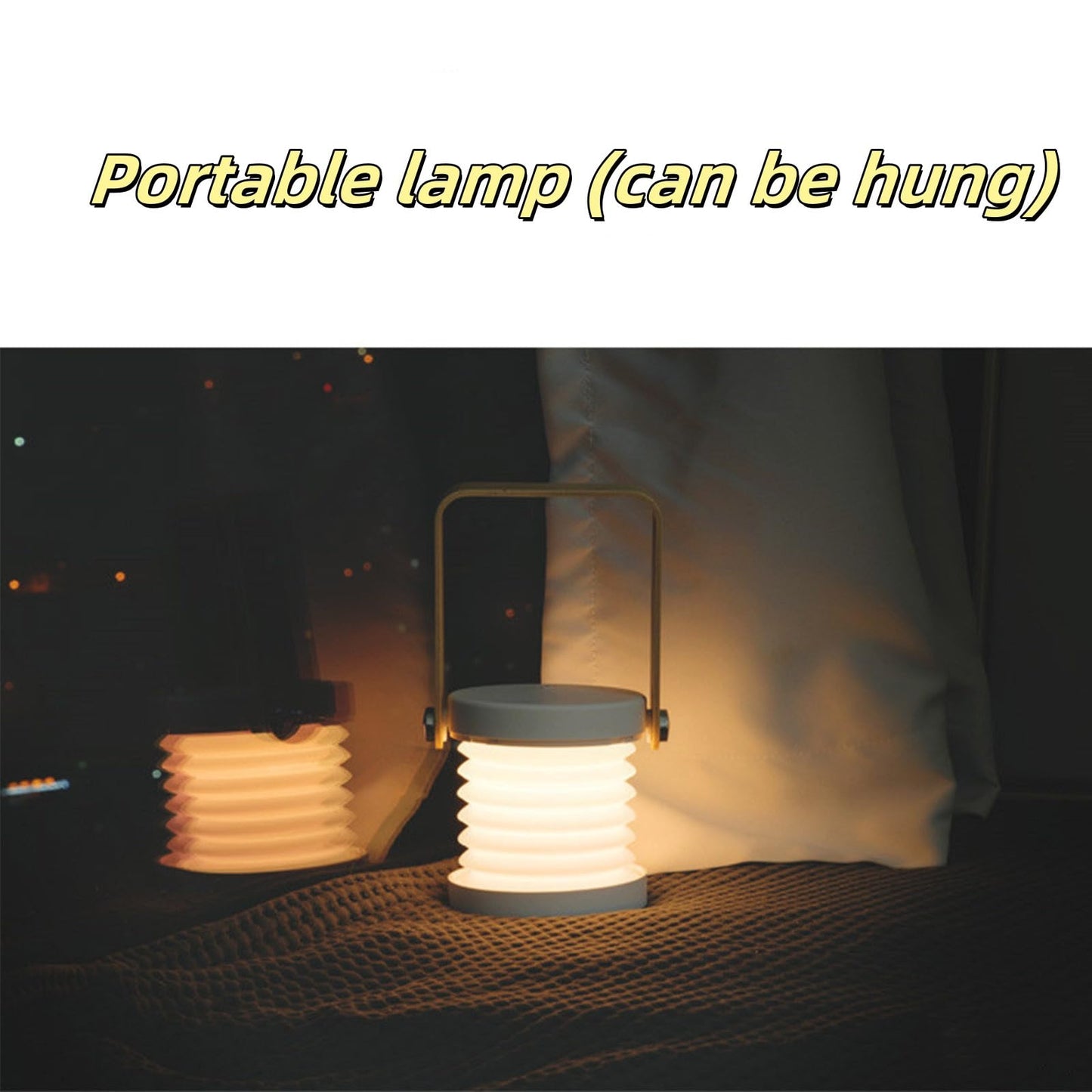 4-in-1 Foldable Table Lamp, USB Charge Table Lamp - Dimmable LED Light with Wooden Handle, Touch Control Dimmable 3 Level Brightness Night Light for Reading, Outdoor Camping (Color A)