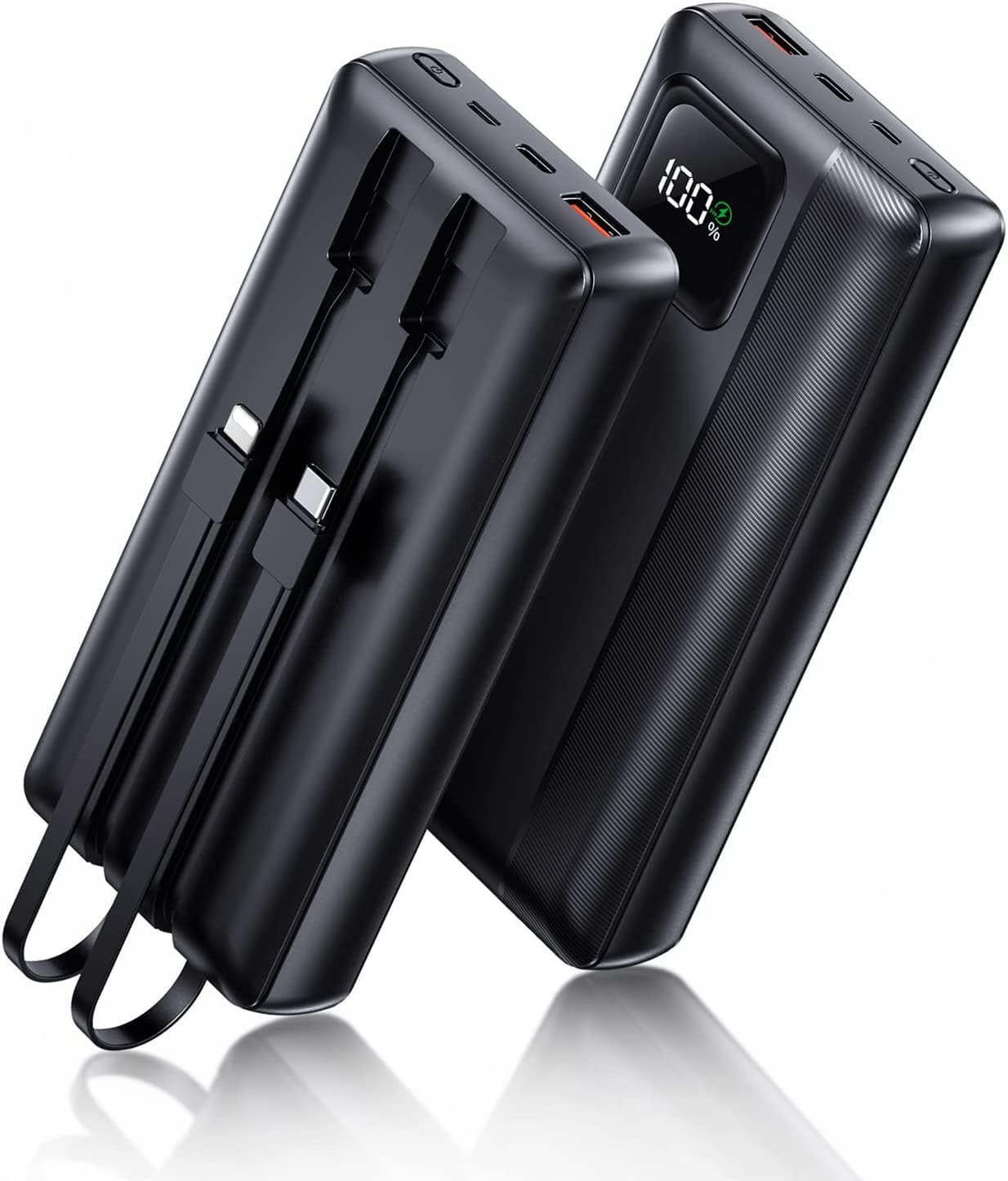 Chargeur portable Power Bank - Power Bank 40000mAh prend en charge PD 30W et QC4.0 Charge rapide avec câble de sortie 2 intégré et écran LED pour téléphones iPhone et Android et la plupart des appareils électroniques