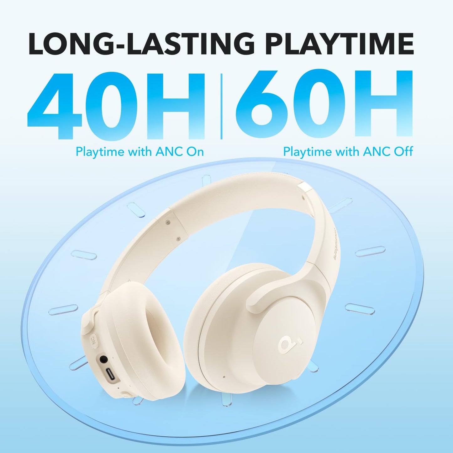 soundcore by Anker Q20i Hybrid Active Noise Cancelling Headphones, Wireless Over-Ear Bluetooth, 40H Long ANC Playtime, Hi-Res Audio, Big Bass, Customize via an App, Transparency Mode, Ideal for Travel