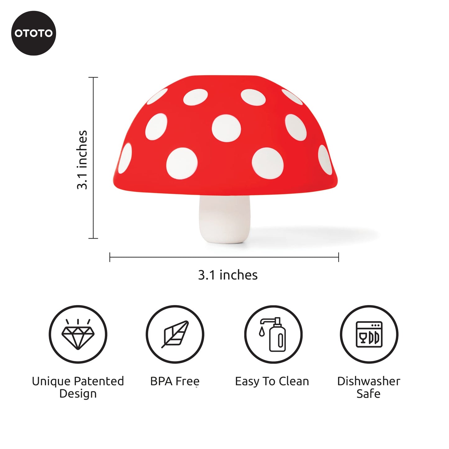 OTOTO Mushroom - Foldable Kitchen Funnel - Small Funnel with Wide Mouth for Jars, Canning, & Bottle Liquid Transfer - Silicone, 100% Food Safe, BPA Free, Dishwasher Safe