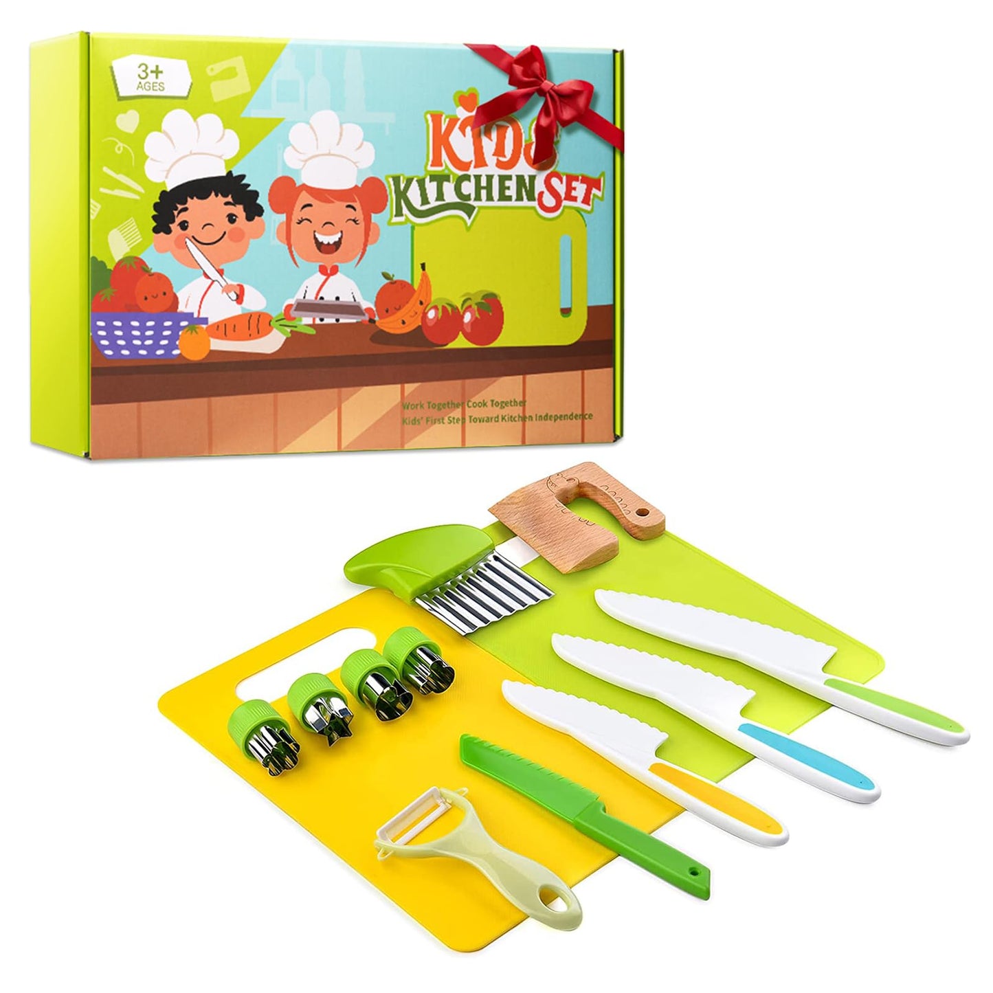 Montessori Kitchen Tools for Toddlers-Kids Cooking Sets Real-Toddler Safe Knives Set (13pcs)