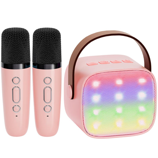 Mini Karaoke Machine for Kids Adults, Portable Bluetooth Speaker with 2 Wireless Microphones,Toys Birthday Gifts for Girls Ages 4, 5, 6, 7, 8,9,10,11,12+ Years Old Toddler Teens (Lightpink)