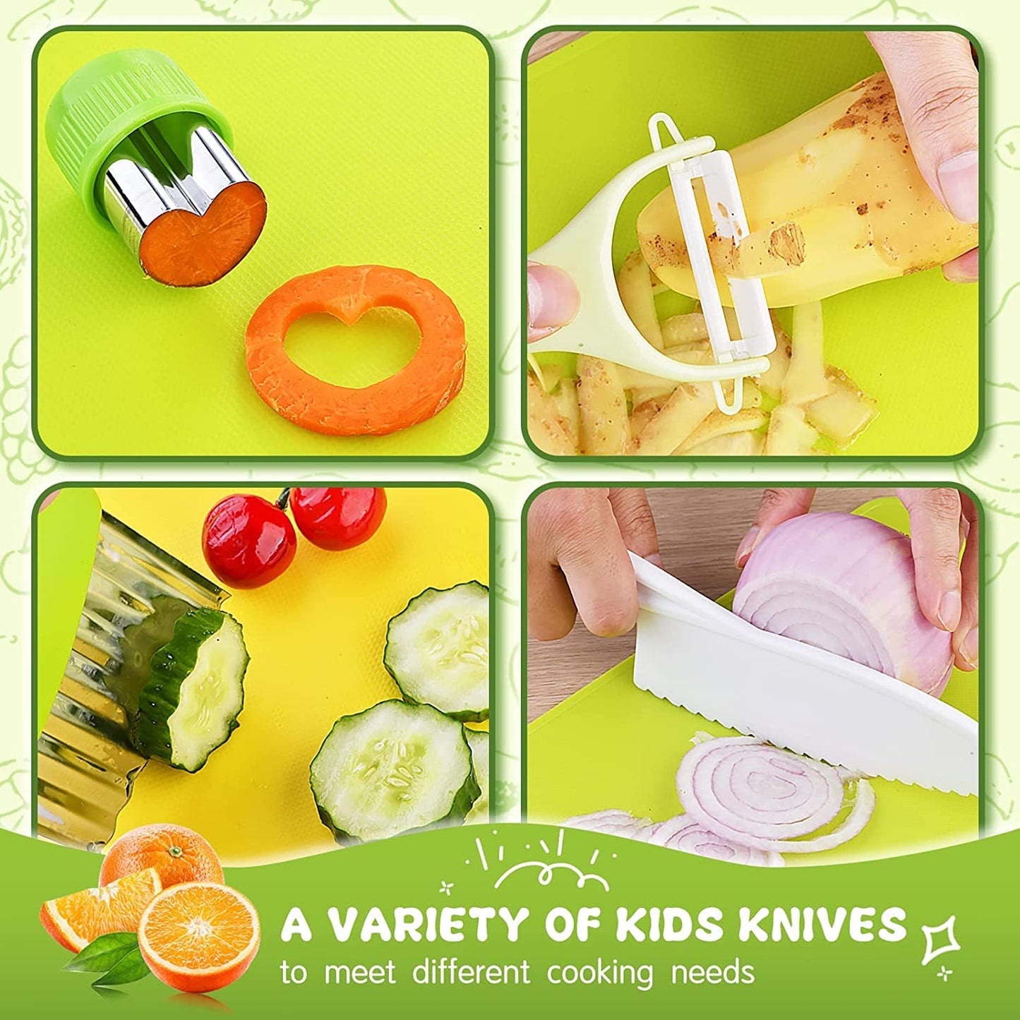 Montessori Kitchen Tools for Toddlers-Kids Cooking Sets Real-Toddler Safe Knives Set (13pcs)