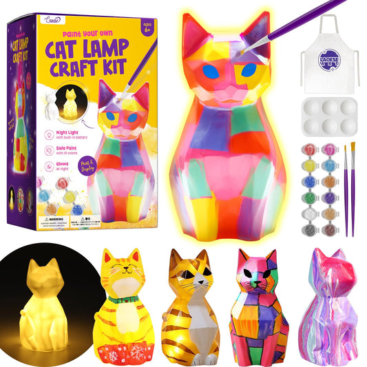 Paint Your Own Cat Lamp Kit, Art Supplies Arts & Crafts Kit, Painting kit for Kids 6-12, Arts and Crafts for Kids Ages 8-12, Toys Girls Boy Birthday Christmas Gift Ages 6 7 8 9 10 11 12+