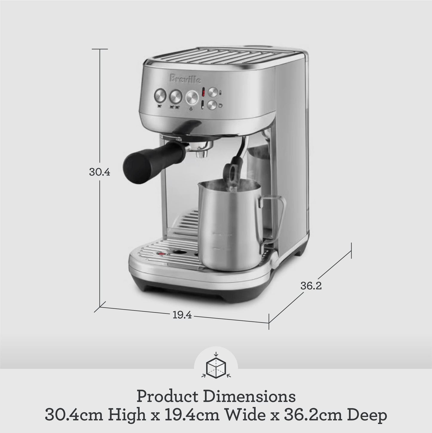 Machine à expresso Breville Bambino Plus avec mousseur à lait automatique, machine à expresso avec chauffe en quelques secondes, machine à cappuccino et à latte pour la maison, BES500BSS, acier inoxydable brossé