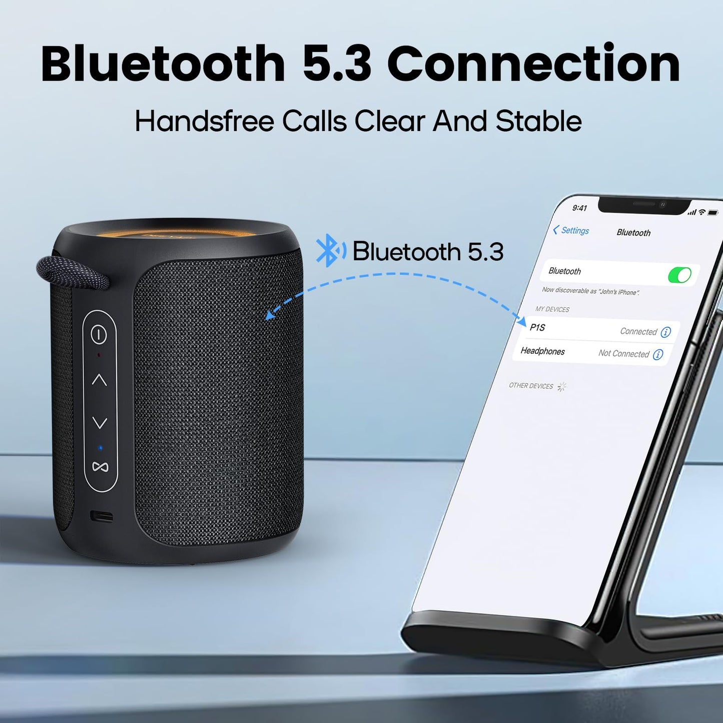 Deeyaple Enceinte Bluetooth portable, mini enceinte Bluetooth étanche IP67 sans fil V5.3 avec son stéréo, toute la journée, couplage TWS, lumière LED, cadeau pour lui/elle (noir)