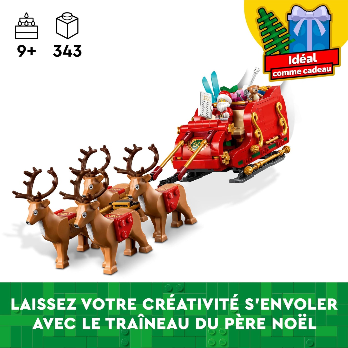 LEGO Santa’s Sleigh Christmas Toy Building Set for Kids Ages 9-13, Comes with a Santa Figurine & Reindeer, Gift for Boys and Girls, Holiday Home Decor, 40499