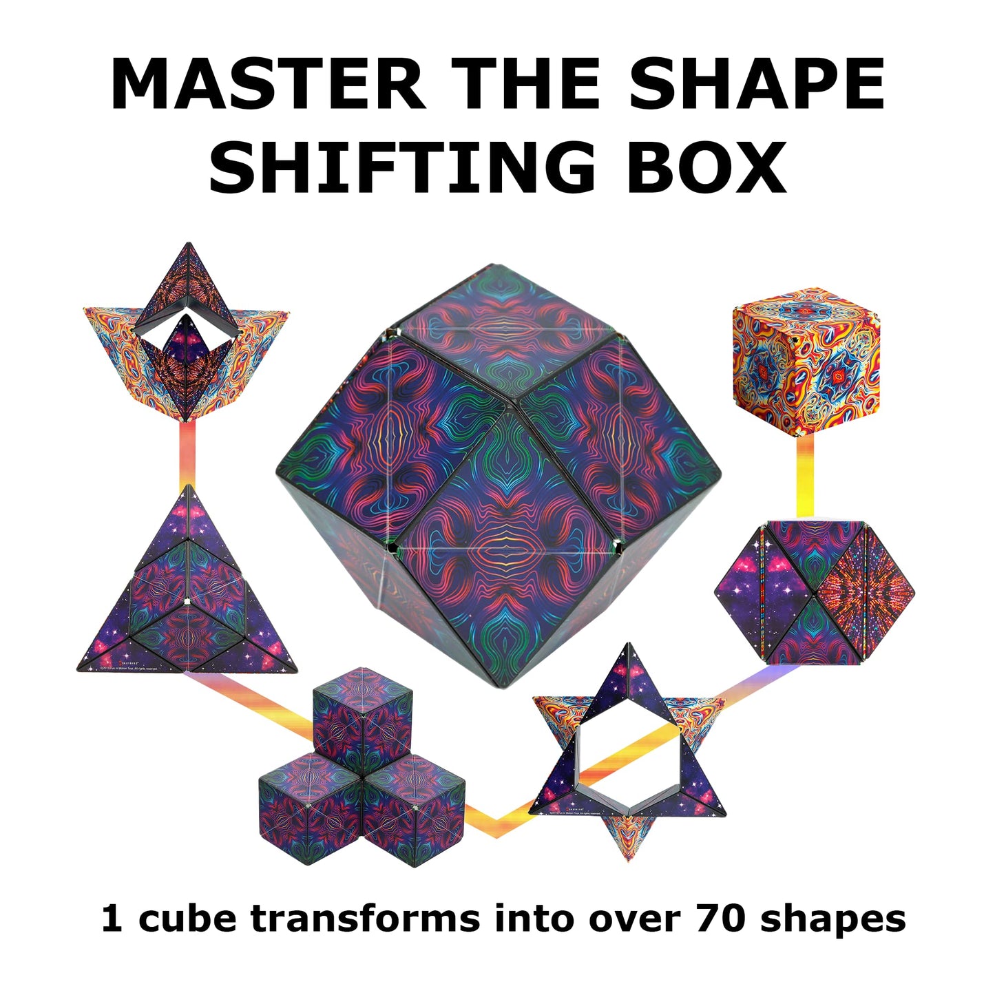 SHASHIBO Shape Shifting Box - Award-Winning, Patented Fidget Box w/ 36 Rare Earth Magnets - Transforms Into Over 70 Shapes, Download Fun in Motion Toys Mobile App (Original Series - Spaced Out)