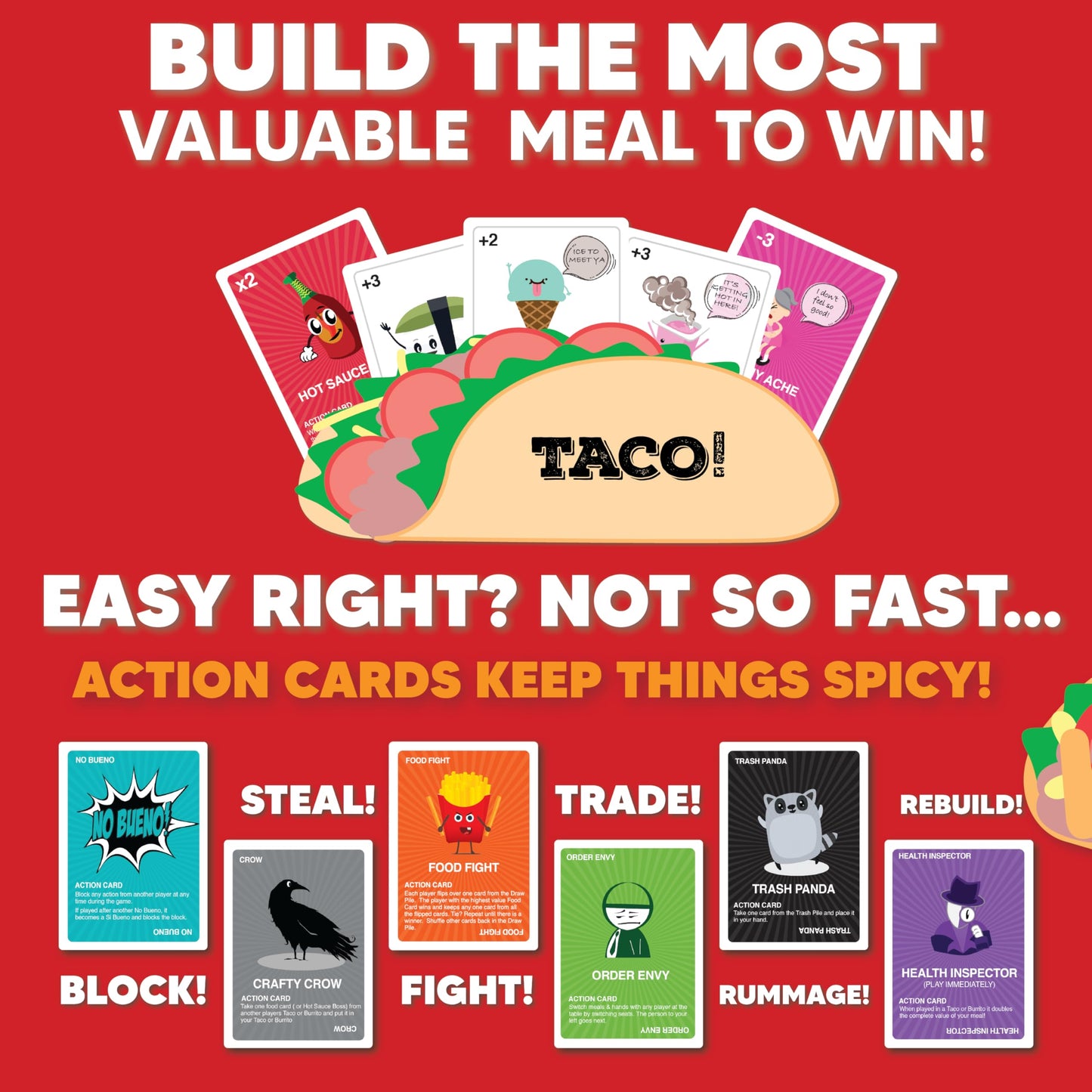 Taco vs Burrito - The Wildly Popular Surprisingly Strategic Card Game Created by a 7 Year Old - a Family-Friendly Party Game for Kids, Teens & Adults