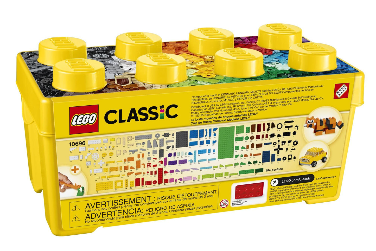 LEGO Classic Medium Creative Brick Box 10696 Building Toy Set with Storage, Includes Train, Car, and a Tiger Figure, and Playset for Boys and Girls, Sensory Toy for Kids Ages 4 and up