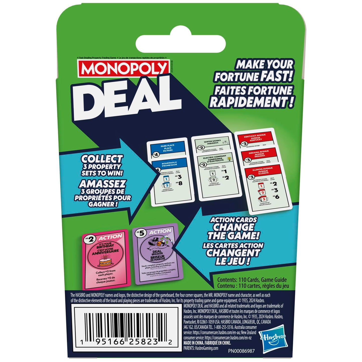 Monopoly Deal Card Game | Quick-Playing Card Game | Fun Games for Families and Kids | Ages 8 and Up | 2 to 5 Players | 15 Mins. | Travel Games (English & French)